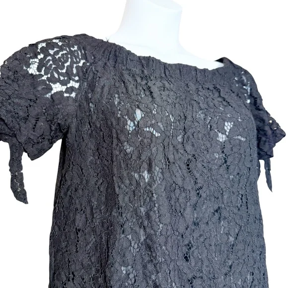 Lulu’s Ethereal View Black Lace Off-the-Shoulder Top size XL - Picture 5 of 10